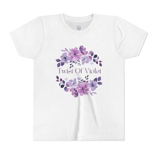 Twist Of Violet Youth Short Sleeve Tee - Floral Design for Girls