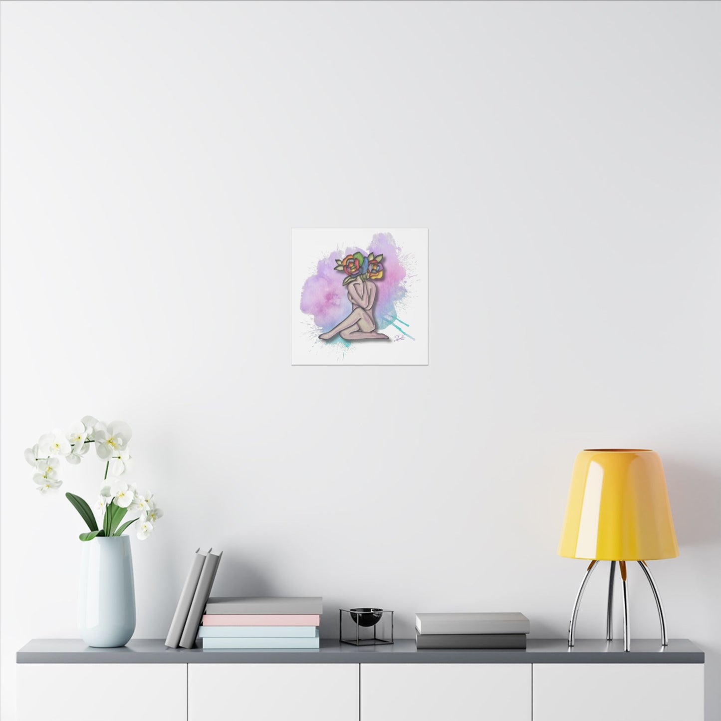 Splatter of Indigo Bloom Print Matte Canvas, Stretched, 14 x 14, 0.75"