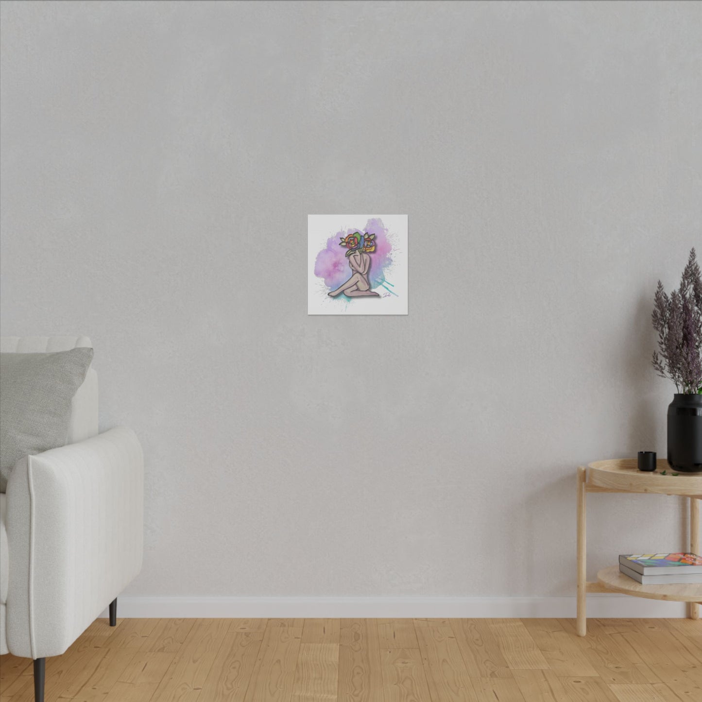 Splatter of Indigo Bloom Print Matte Canvas, Stretched, 14 x 14, 0.75"