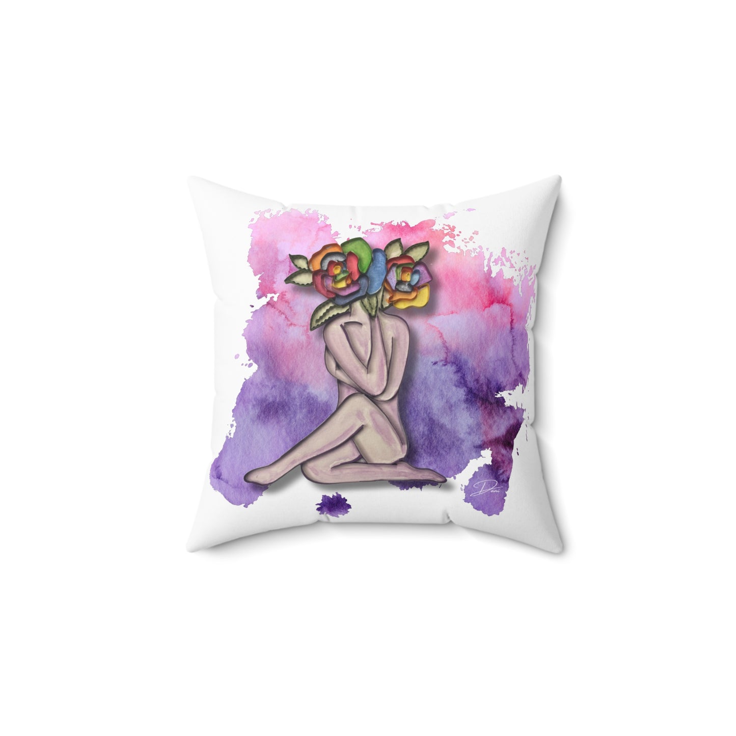 Splatter of Indigo Bloom Square Pillow