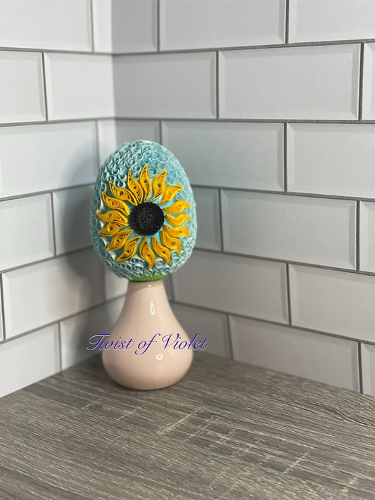 Daisy & Sunflower Quilled Easter Egg