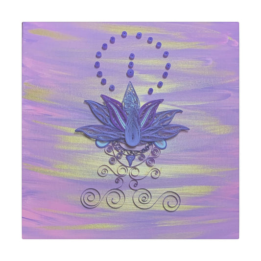 Violet Lotus Print Matte Canvas, Stretched, 14 x 14,  0.75"