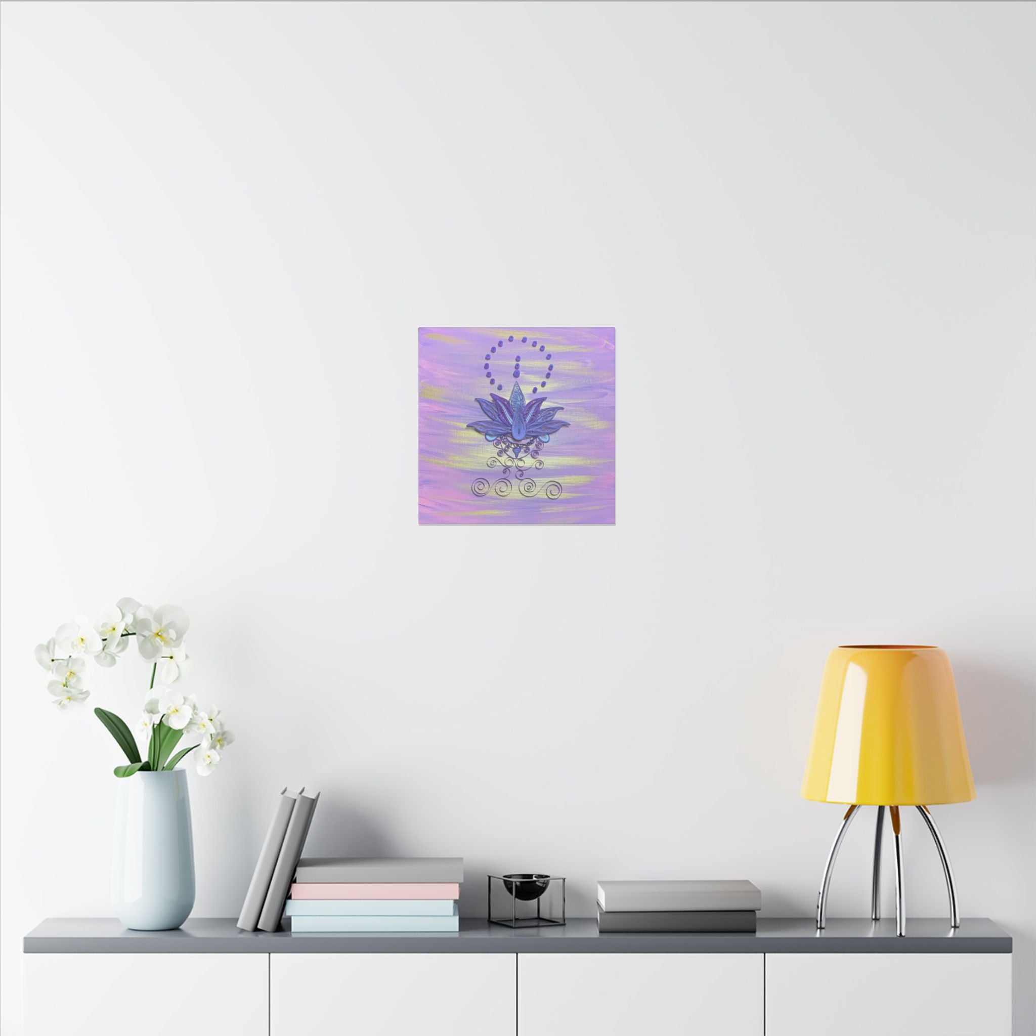 Violet Lotus Print Matte Canvas, Stretched, 14 x 14,  0.75"
