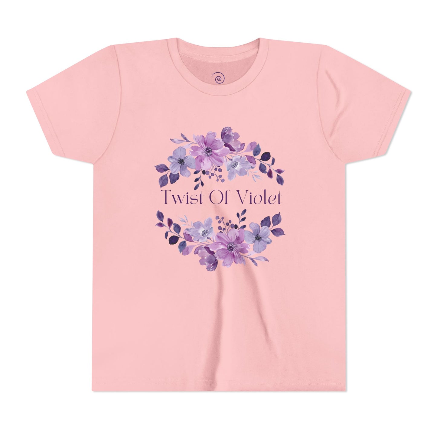 Twist Of Violet Youth Short Sleeve Tee - Floral Design for Girls