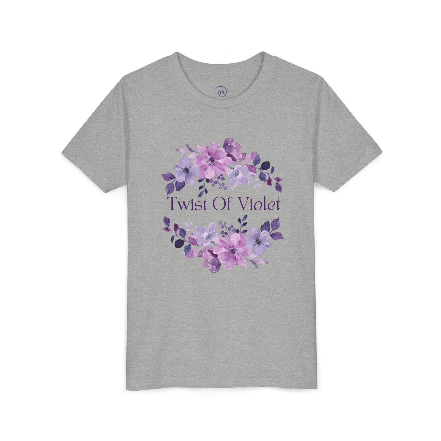 Twist Of Violet Youth Short Sleeve Tee - Floral Design for Girls