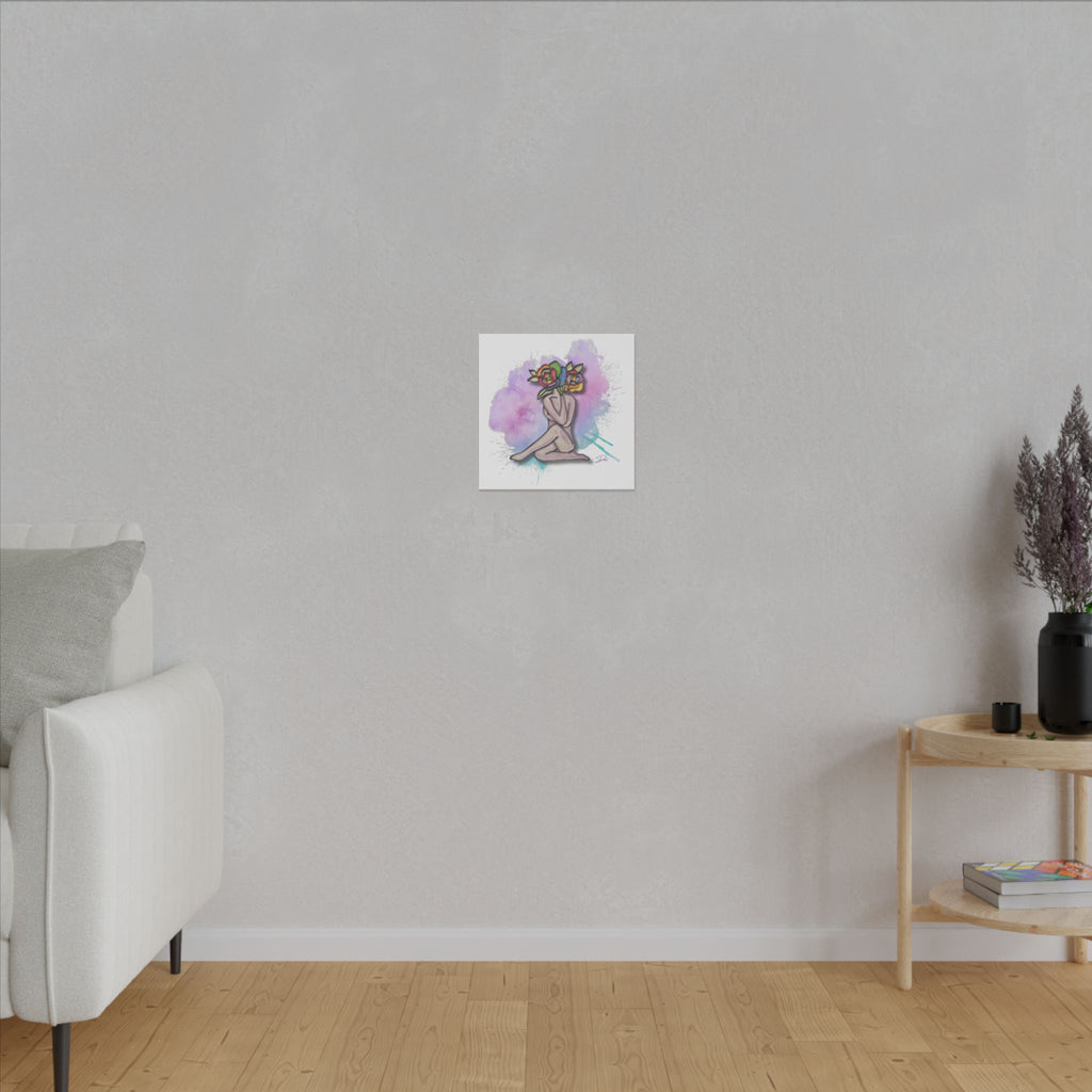 Splatter of Indigo Bloom Print Matte Canvas, Stretched, 14 x 14,  0.75"