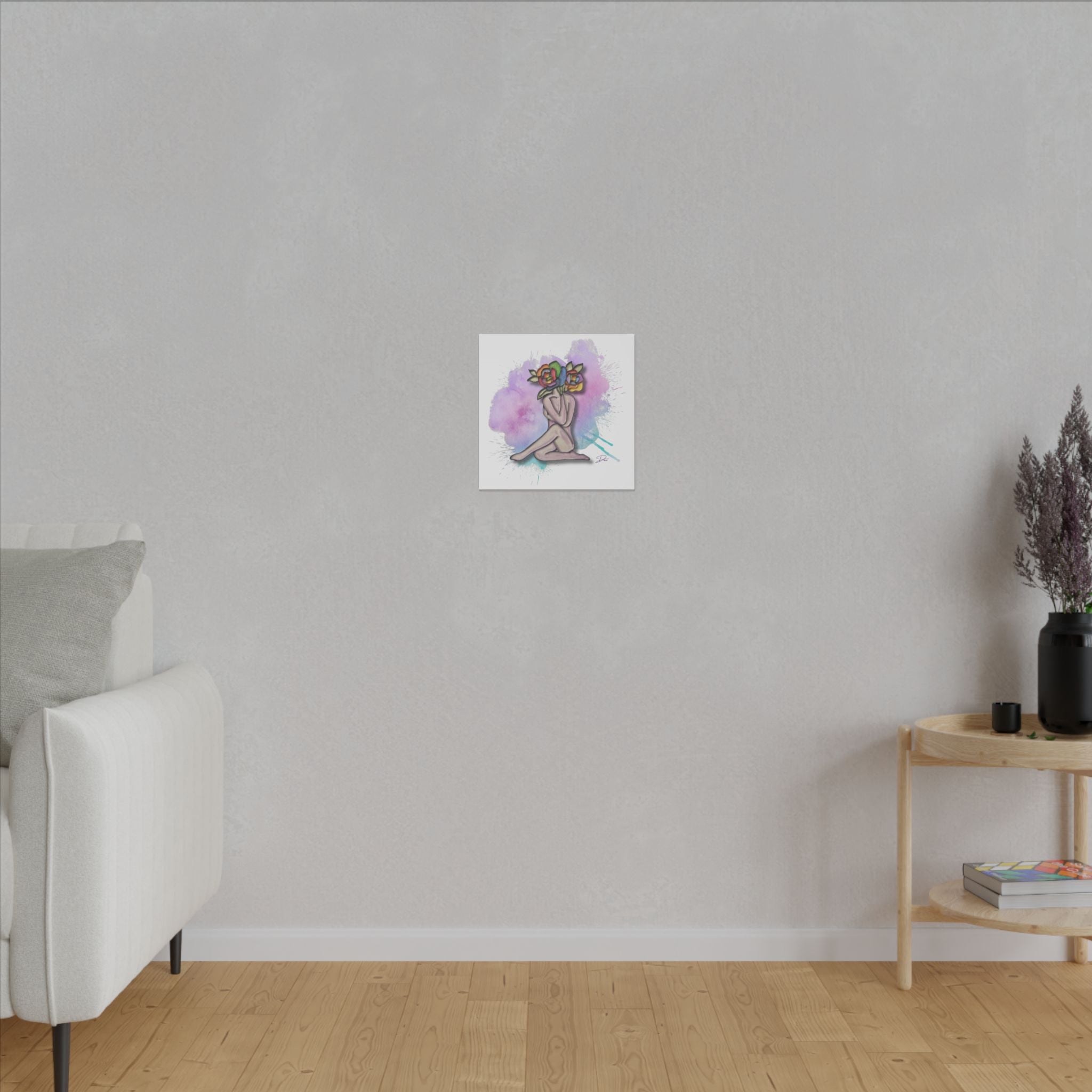 Splatter of Indigo Bloom Print Matte Canvas, Stretched, 14 x 14,  0.75"