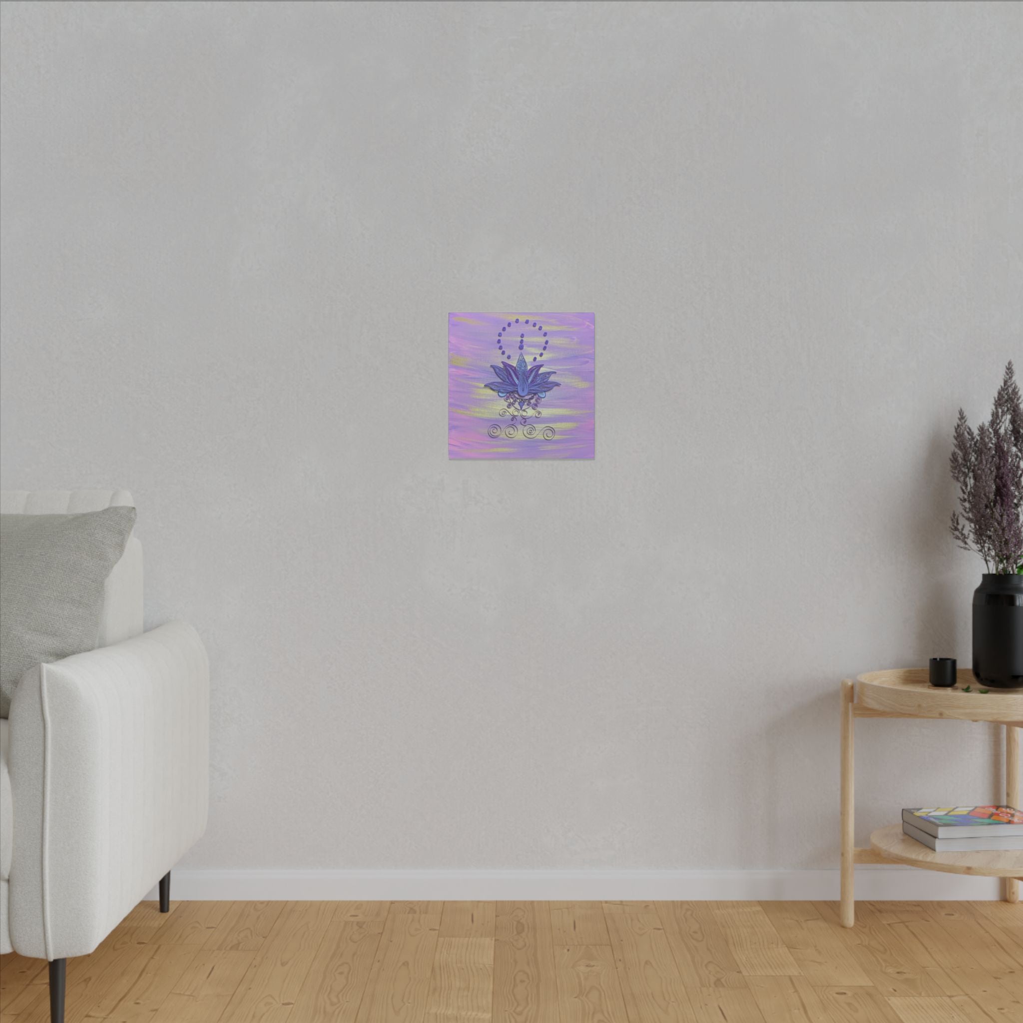 Violet Lotus Print Matte Canvas, Stretched, 14 x 14,  0.75"