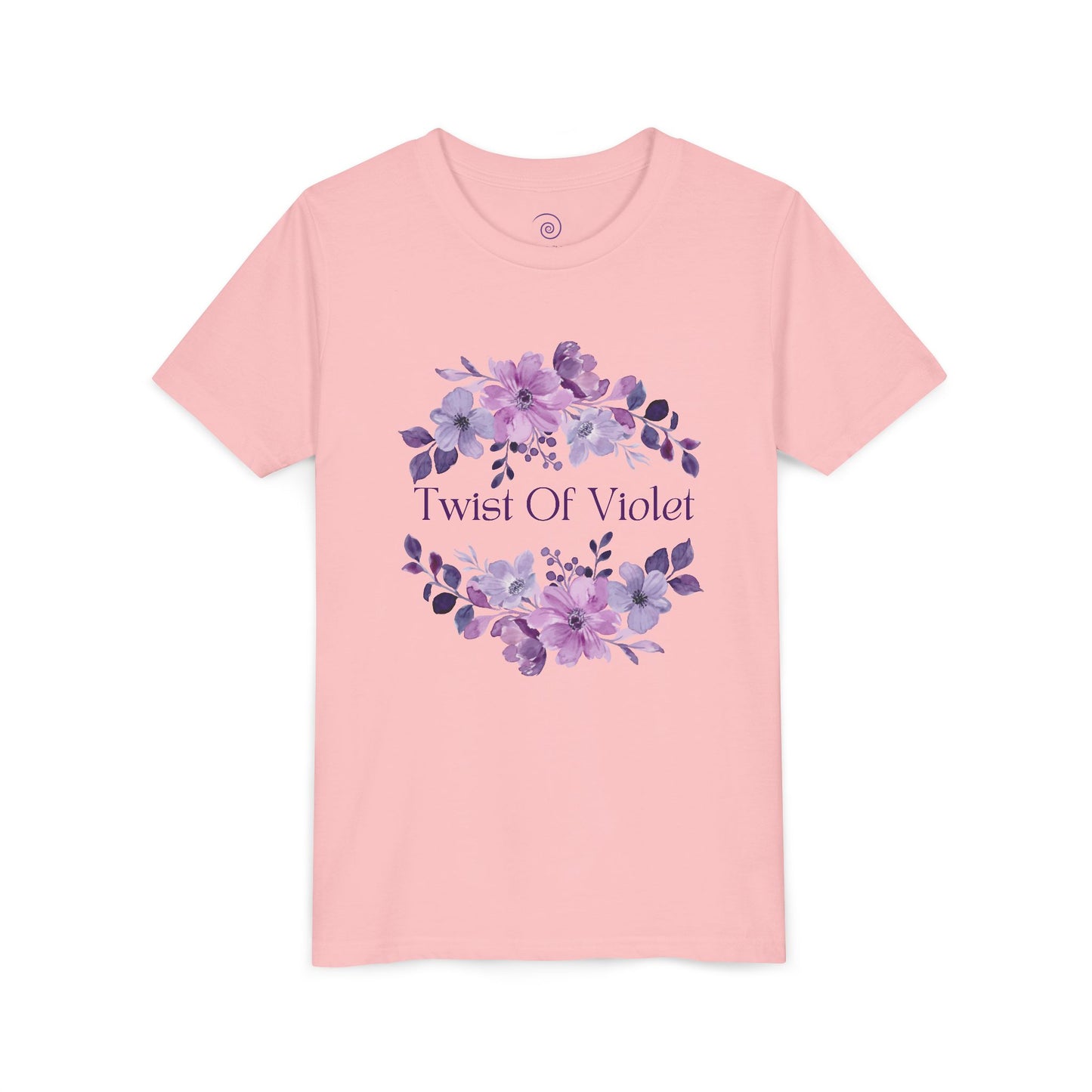 Twist Of Violet Youth Short Sleeve Tee - Floral Design for Girls