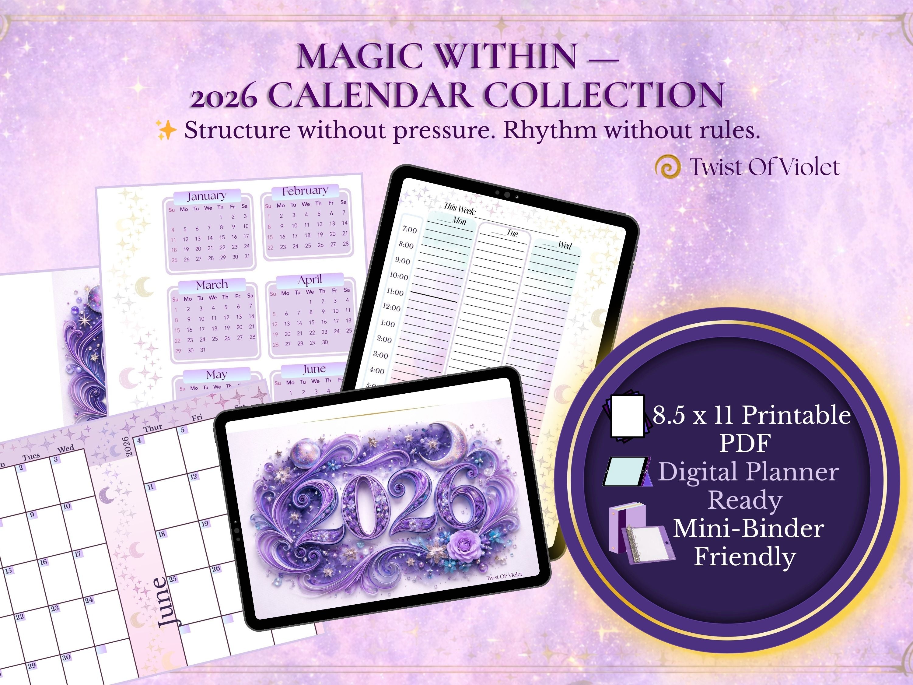 2026 Printable Planner - Magic Within Daily Rhythms & Home Flow